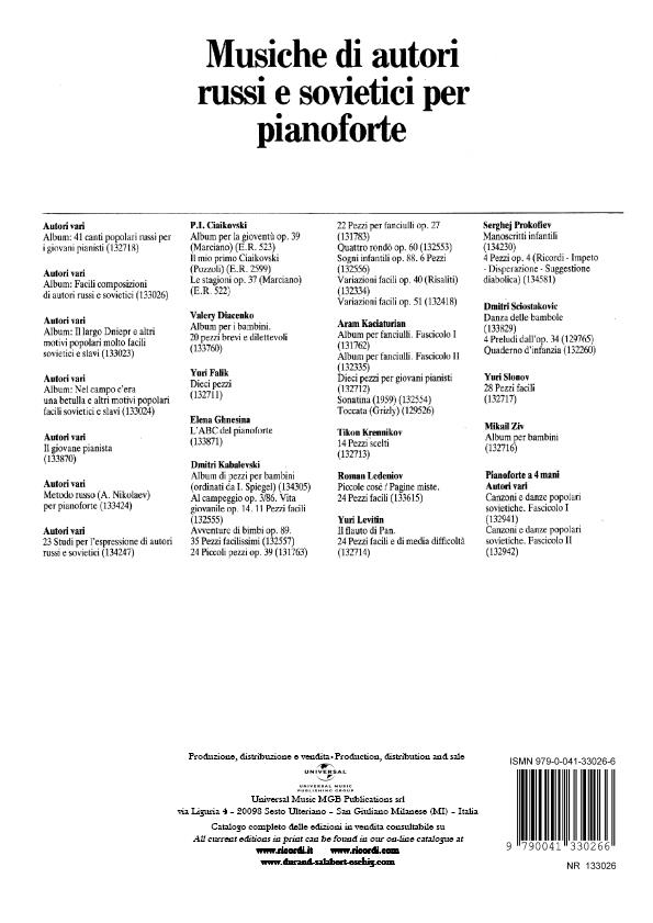 Facili Composizioni Di Autori Russi E Sovietici - Per Pianoforte - pro klavír